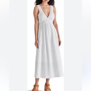 NWT Steve Madden  Taryn White Cotton Midi Dress Size M sundress